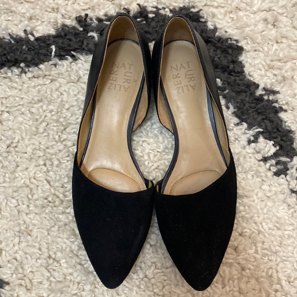 Suede & Leather Black Flats